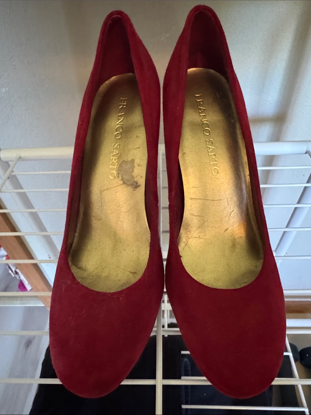 Franco Sarto Red Suede Round-Toe Pumps
